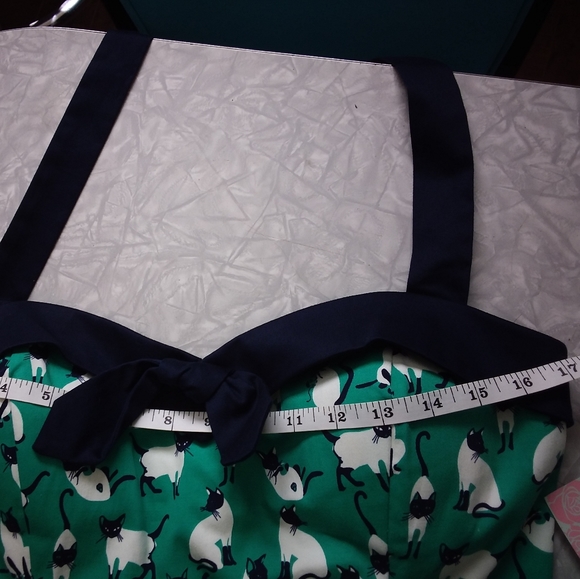 NWT Eva Rose vintage inspired rockabilly swing dress with halter cat print L - Picture 8 of 16